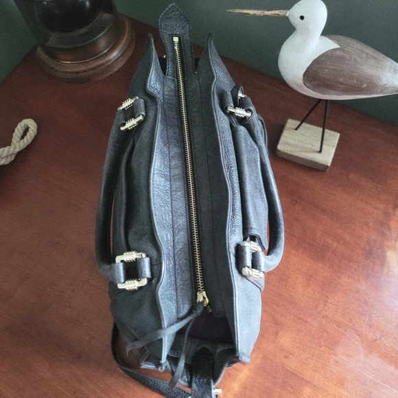 Aimee Kestenberg Heston Satchel Charcoal Gray Washed Nubuck Leather Bag - Picture 12 of 15